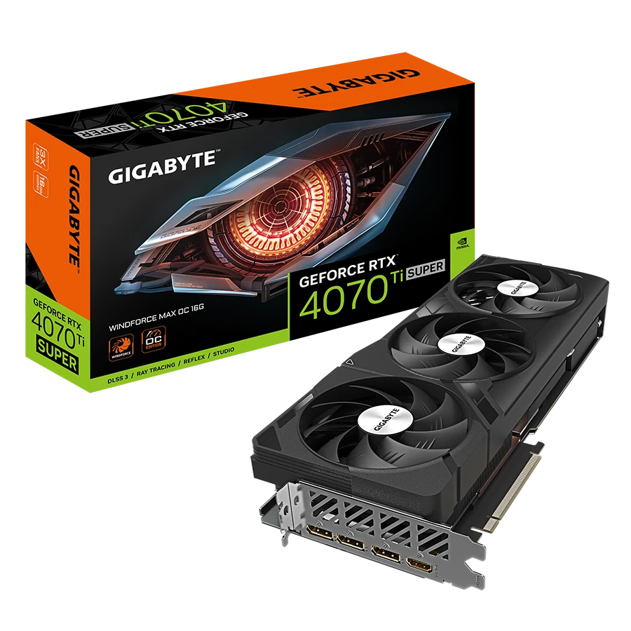 Placa de Video GIGABYTE GeForce RTX 4070 Ti SUPER WINDFORCE MAX OC 16GB GDDR6X 256bit PCIe 4.0