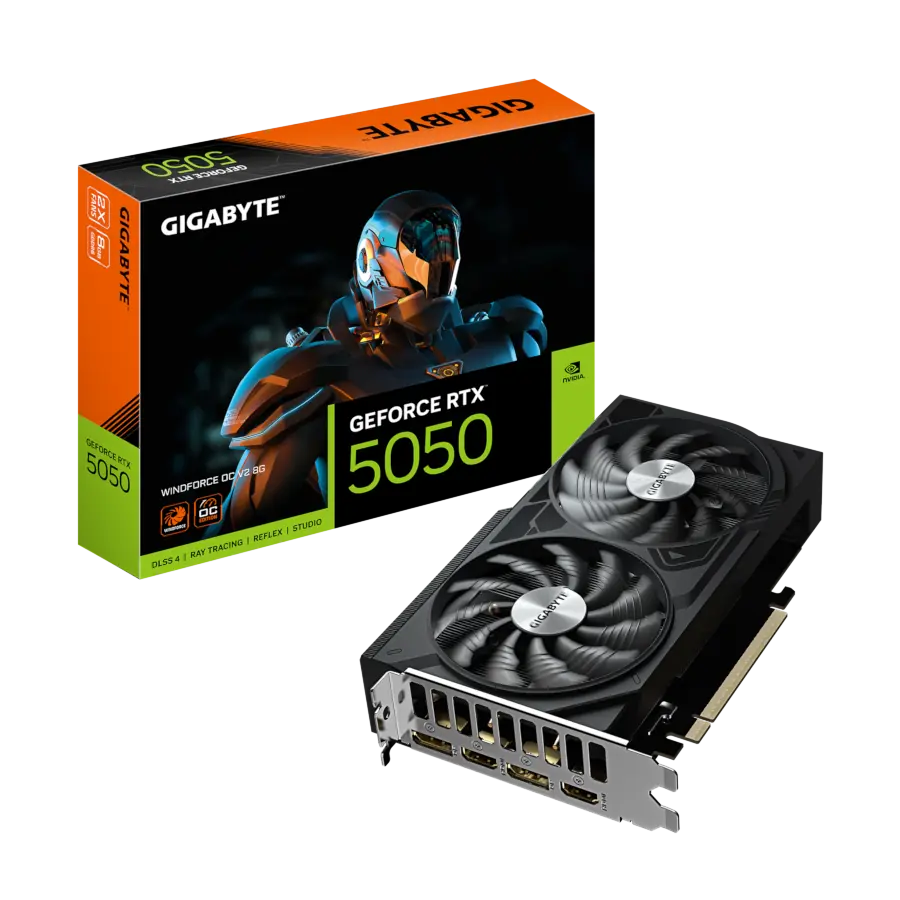 PLACA DE VIDEO GIGABYTE GEFORCE RTX 5050 WINDFORCE OC V2 8GB GDDR6 128BIT PCIE 5.0