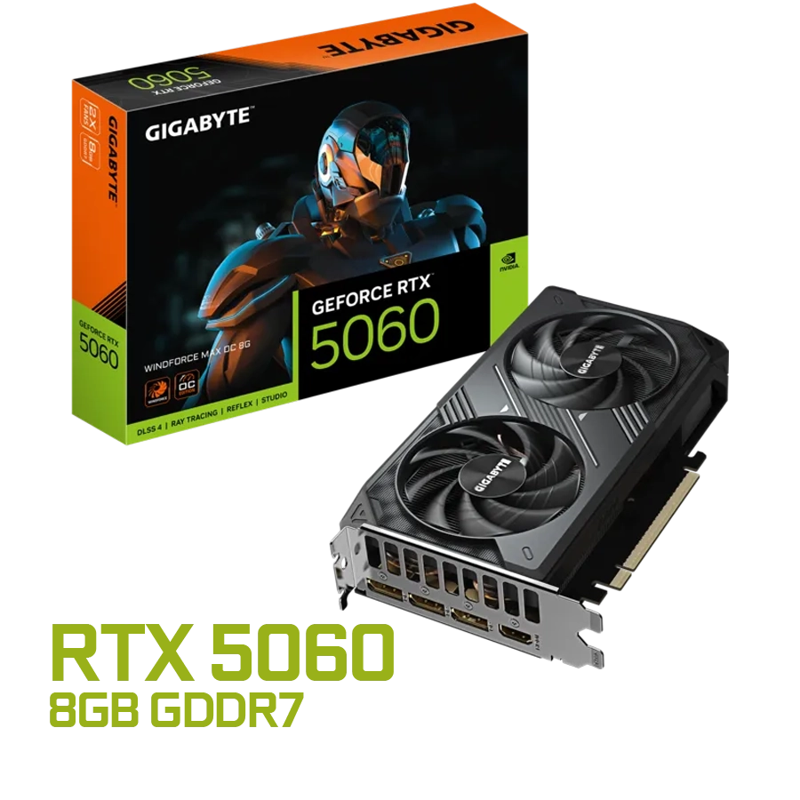 PLACA DE VIDEO GIGABYTE GEFORCE RTX 5060 WINDFORCE MAX OC 8GB GDDR7 128BIT PCIE 5.0