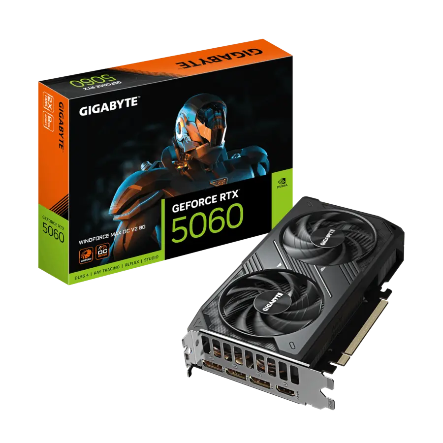 PLACA DE VIDEO GIGABYTE GEFORCE RTX 5060 WINDFORCE MAX OC V2 8GB GDDR7 128BIT PCIE 5.0