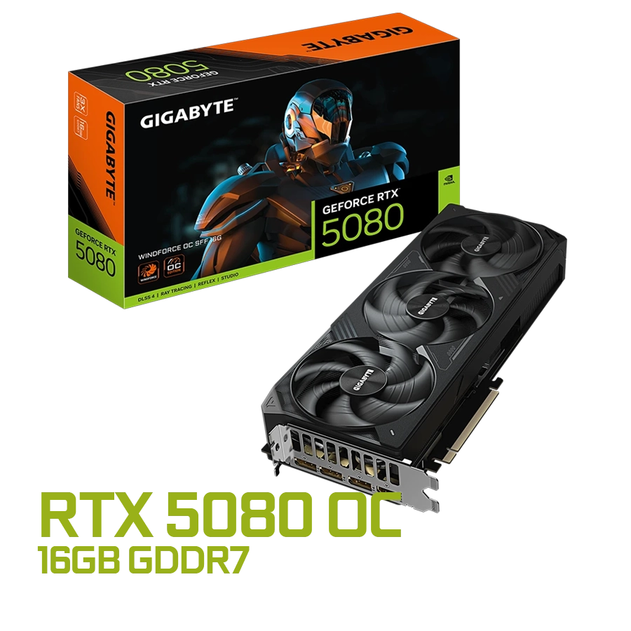 PLACA DE VIDEO GIGABYTE GEFORCE RTX 5080 WINDFORCE OC SFF 16GB GDDR7 256BIT PCIE 5.0