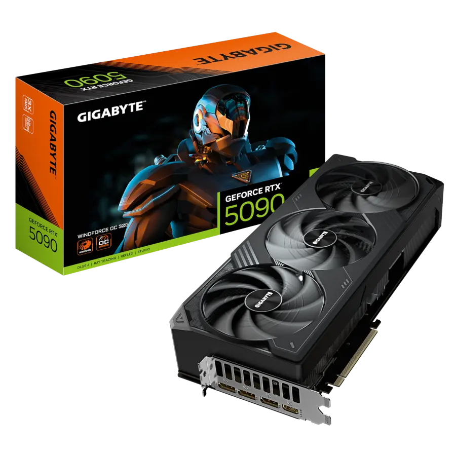 Placa de Video GIGABYTE GeForce RTX 5090 WINDFORCE OC 32GB GDDR7 512bit PCIe 5.0 c/ Soporte