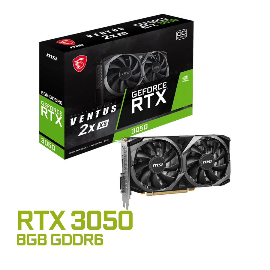 Placa de Video MSI GeForce RTX 3050 VENTUS 2X XS 8G OC 8GB GDDR6 128bit PCIe 4.0 DVI HDMI DP