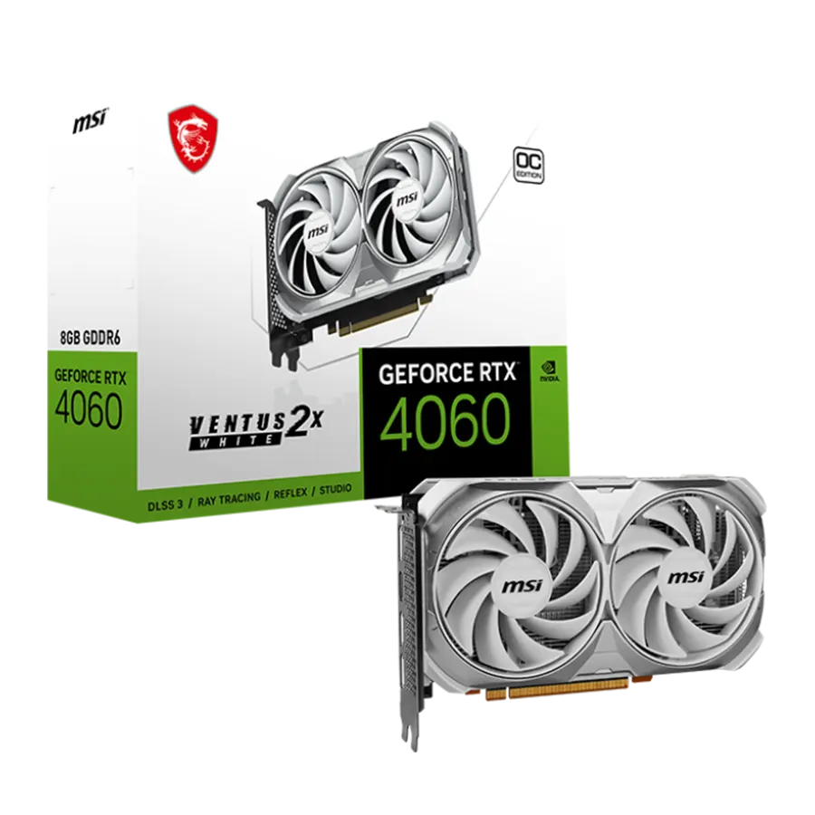 PLACA DE VIDEO MSI GEFORCE RTX 4060 VENTUS 2X WHITE 8G OC 8GB GDDR6 128BIT PCIE 4.0 BLANCA