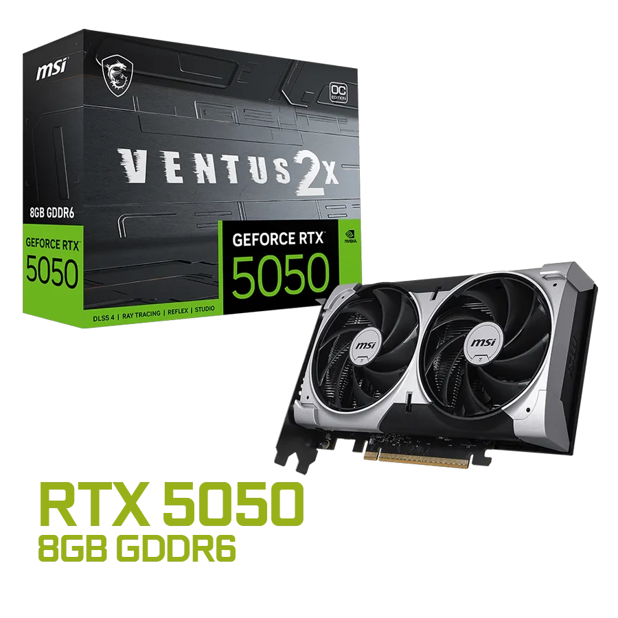 PLACA DE VIDEO MSI GEFORCE RTX 5050 VENTUS 2X OC 8GB GDDR6 128BIT PCIE 5.0
