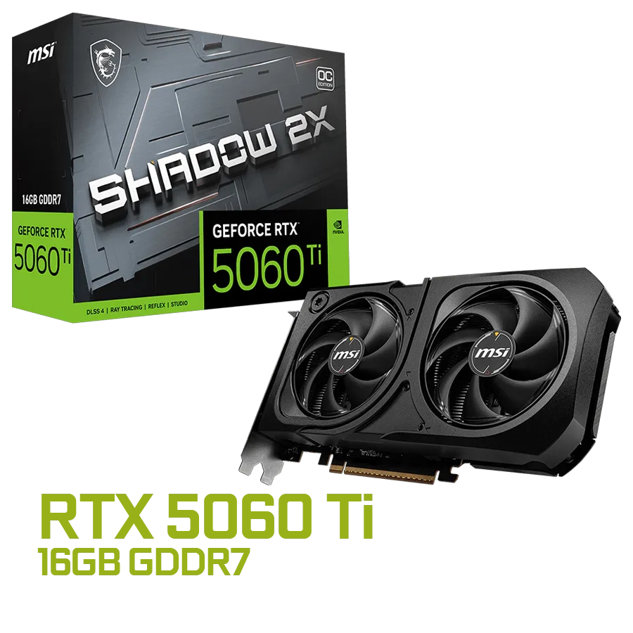 PLACA DE VIDEO MSI GEFORCE RTX 5060 TI SHADOW 2X OC PLUS 16GB GDDR7 128BIT PCIE 5.0