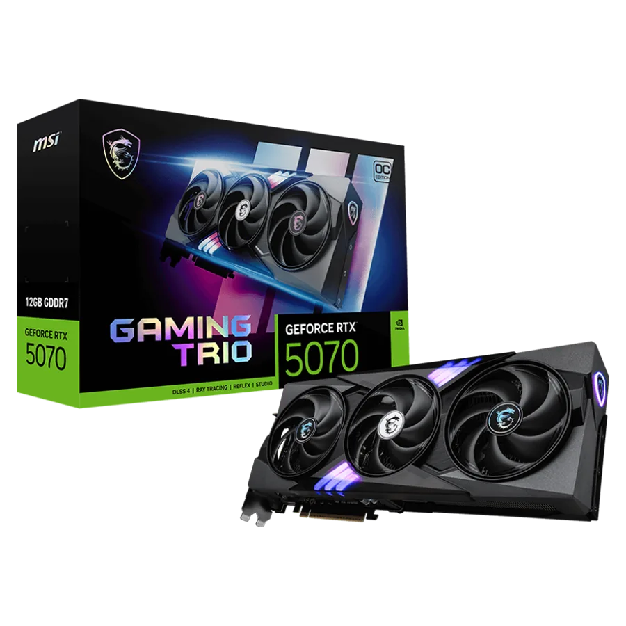 Placa de Video MSI GeForce RTX 5070 12G GAMING TRIO OC 12GB GDDR7 192bit PCIe 5.0 LED