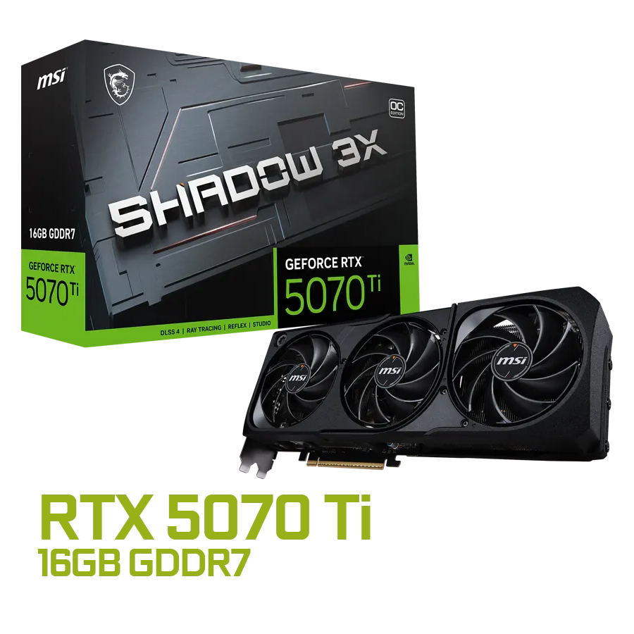 PLACA DE VIDEO MSI GEFORCE RTX 5070 TI SHADOW 3X OC 16GB GDDR7 256BIT PCIE 5.0 SFF
