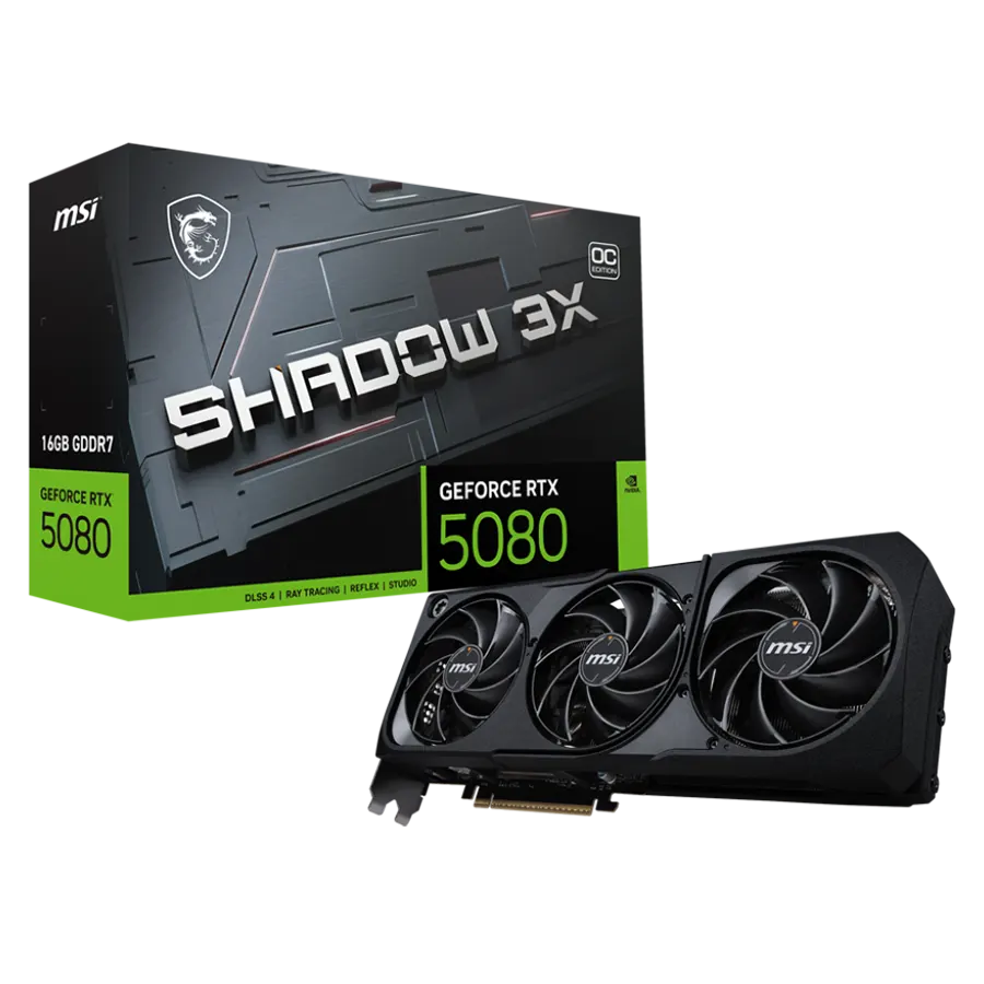 Placa de Video MSI GeForce RTX 5080 16G SHADOW 3X OC 16GB GDDR7 256bit PCIe 5.0 + DOOM