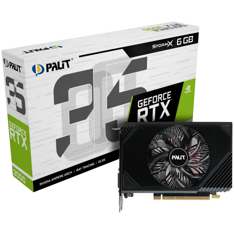 PLACA DE VIDEO PALIT GEFORCE RTX 3050 STORMX 6GB GDDR6 96BIT PCIE 4.0 MINI-ITX DVI HDMI DP