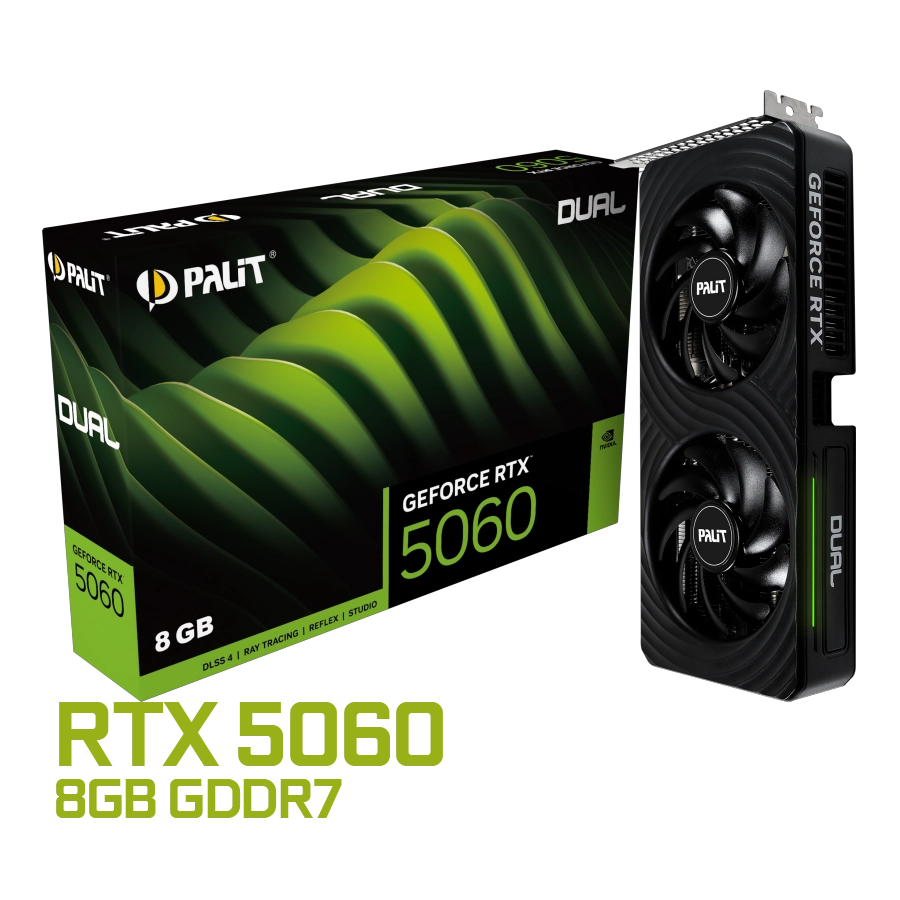 PLACA DE VIDEO PALIT GEFORCE RTX 5060 DUAL 8GB GDDR7 128BIT PCIE 5.0 RGB