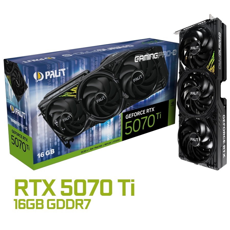PLACA DE VIDEO PALIT GEFORCE RTX 5070 TI GAMINGPRO-S 16GB GDDR7 256BIT PCIE 5.0 ARGB