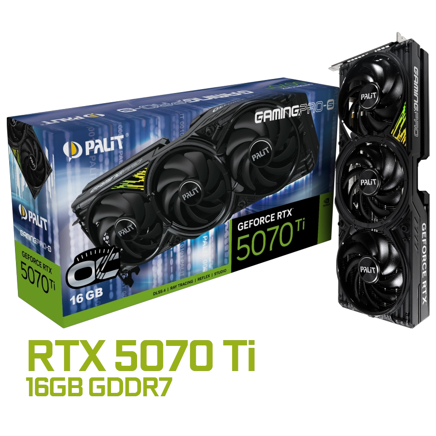 Placa de Video Palit GeForce RTX 5070 Ti GamingPro-S OC 16GB GDDR7 256bit PCIe 5.0 ARGB