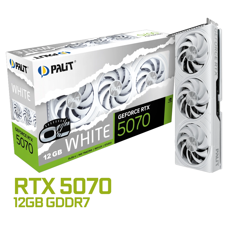 Placa de Video Palit GeForce RTX 5070 White OC 12GB GDDR7 192bit PCIe 5.0 Blanco + RE requiem