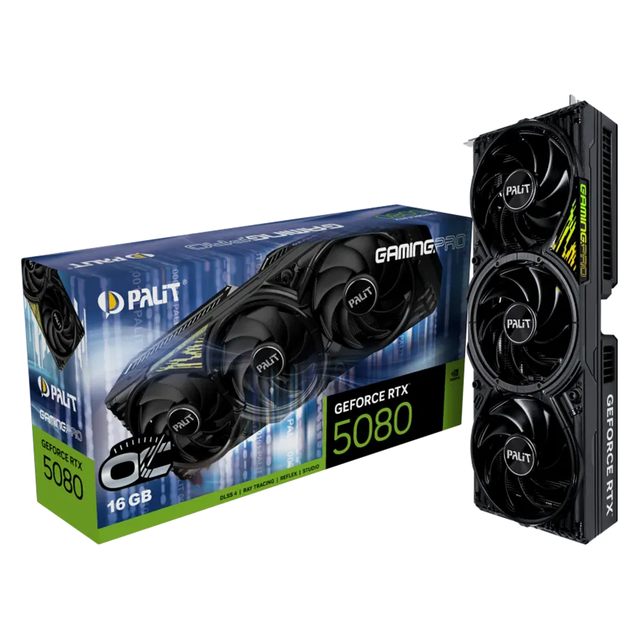 Placa de Video Palit GeForce RTX 5080 GamingPro OC 16GB GDDR7 256bit PCIe 5.0 ARGB