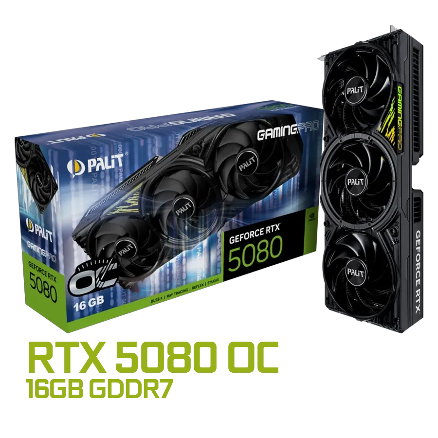 PLACA DE VIDEO PALIT GEFORCE RTX 5080 GAMINGPRO OC 16GB GDDR7 256BIT PCIE 5.0 ARGB + DOOM