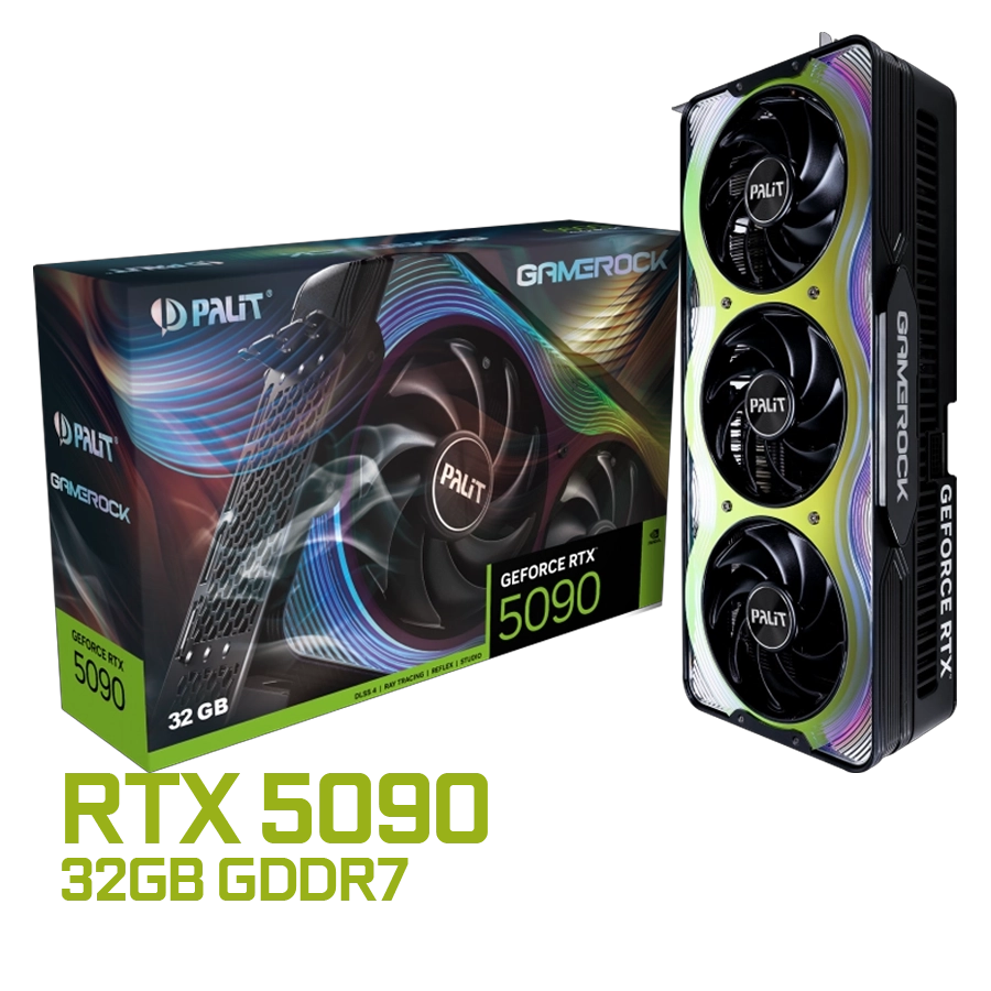PLACA DE VIDEO PALIT GEFORCE RTX 5090 GAMEROCK 32GB GDDR7 512BIT PCIE 5.0 ARGB + DOOM