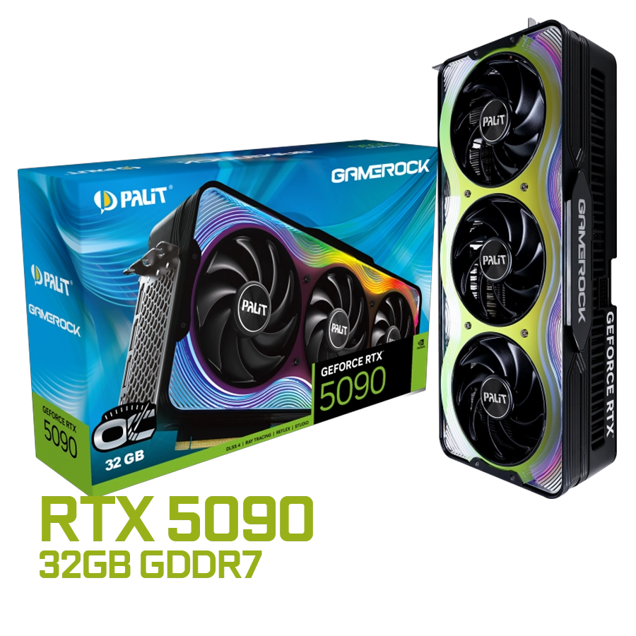 Placa de Video Palit GeForce RTX 5090 GameRock OC 32GB GDDR7 512bit PCIe 5.0 ARGB + RE requiem