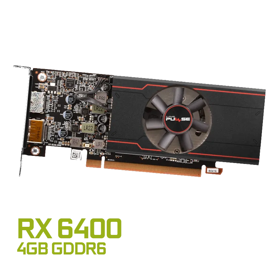 PLACA DE VIDEO SAPPHIRE PULSE RADEON RX 6400 4GB GDDR6 LOW PROFILE PCIE 4.0
