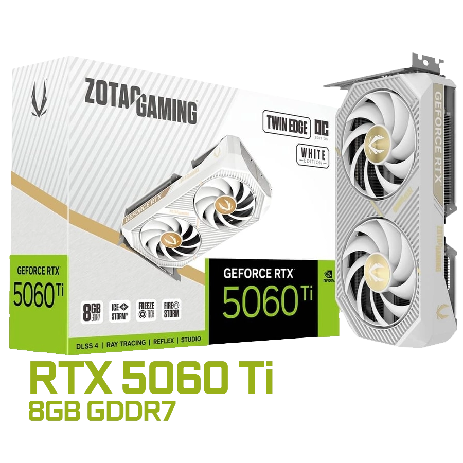 Placa de Video ZOTAC GAMING GeForce RTX 5060 Ti Twin Edge OC White 8GB GDDR7 128bit PCIe 5.0 Blanco