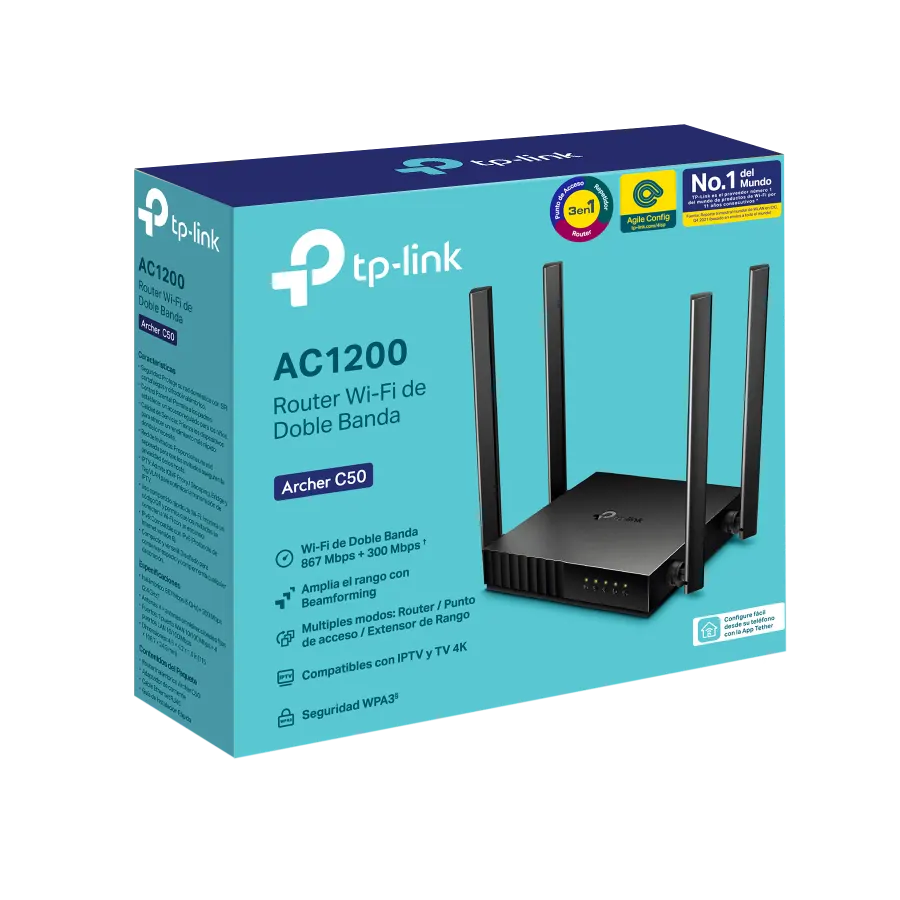 Router WiFi TP-Link Archer C50 AC1200 5GHz 4xAntenas