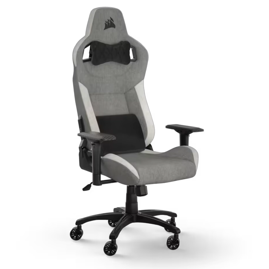 Silla Butaca Gamer CORSAIR T3 RUSH 2023 Tejido Suave Blanco y Gris