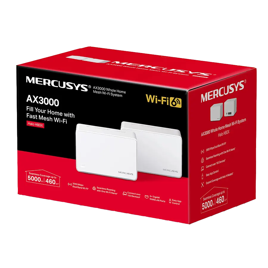 Sistema Mesh Mercusys Halo H80X 2-Pack WiFi 6 AX3000