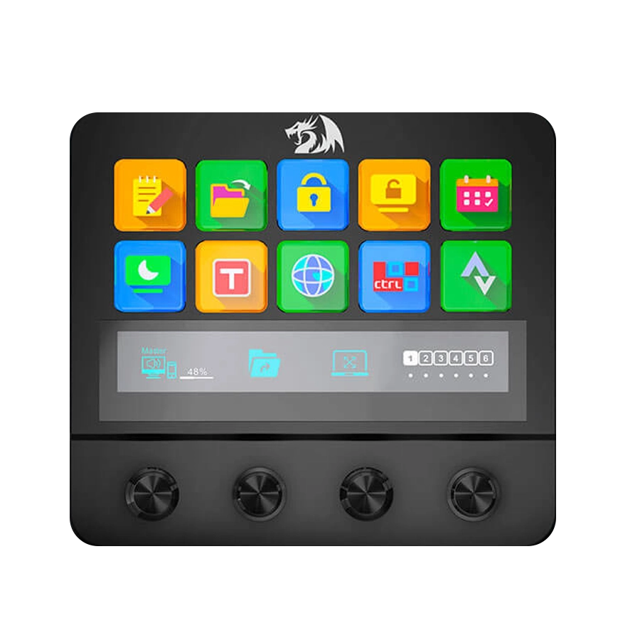 STREAM DECK REDRAGON RAGNAROS SS-552 PANEL TÁCTIL 10 BOTONES LCD 4 PERILLAS CON BOTÓN