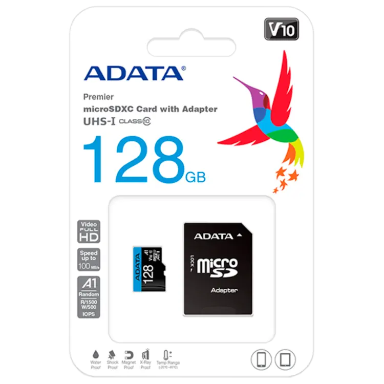 Tarjeta micro SD ADATA Premier 128GB UHS-I Class10 100MB/s