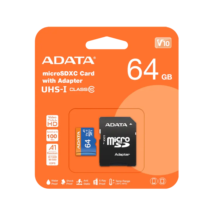 Tarjeta micro SD ADATA Premier 64GB UHS-I Class10 100MB/s