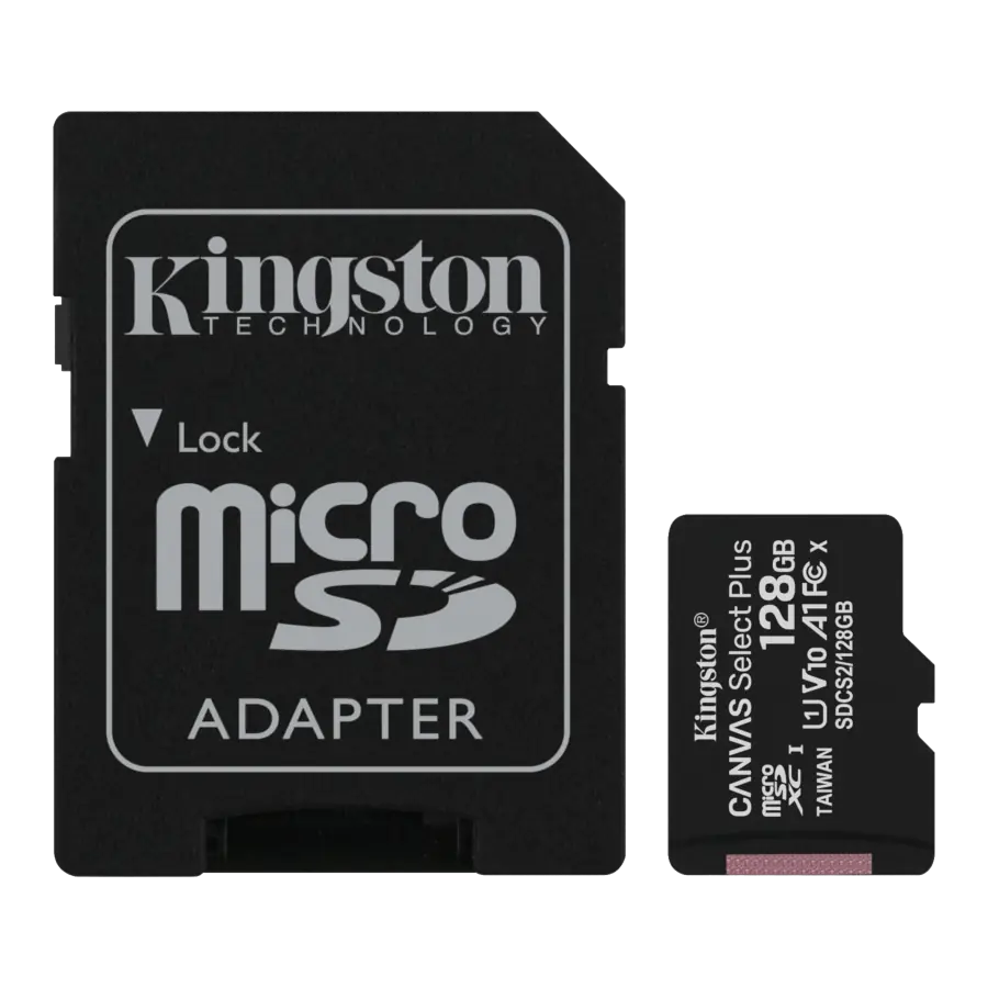 Tarjeta microSDXC Kingston Canvas Select Plus 128GB 100MB/s UHS-I U1 V10 A1 c/ Adaptador SD