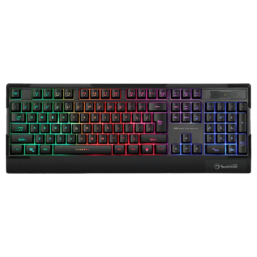 Teclado Gamer Marvo K606 Rainbow LED Anti-Ghosting Ergonómico Reposapalmas Español