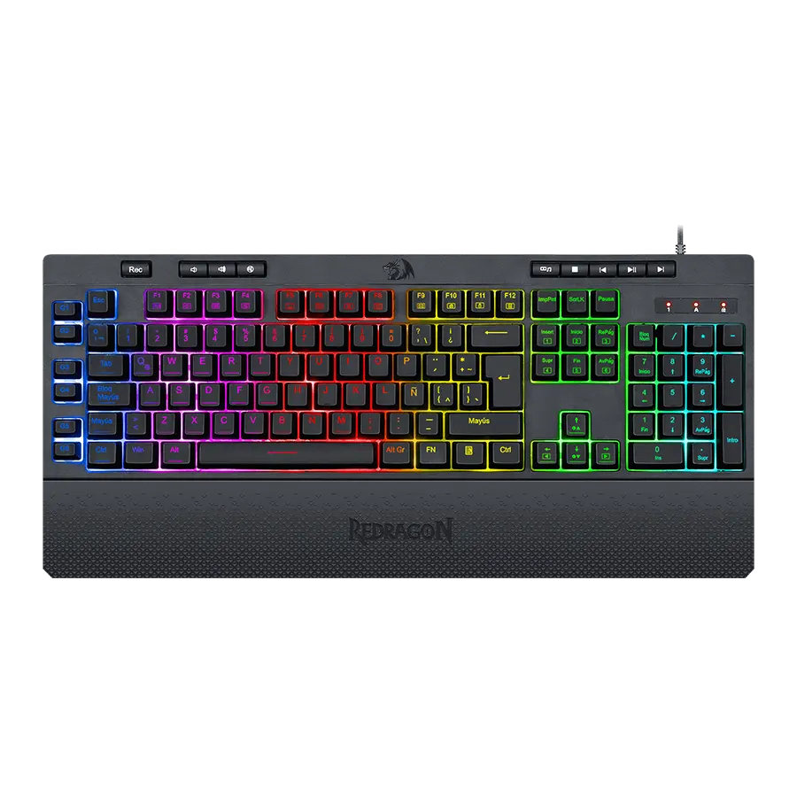 TECLADO GAMER REDRAGON SHIVA K512 RGB REPOSAMUÑECAS NEGRO ESPAÑOL LA