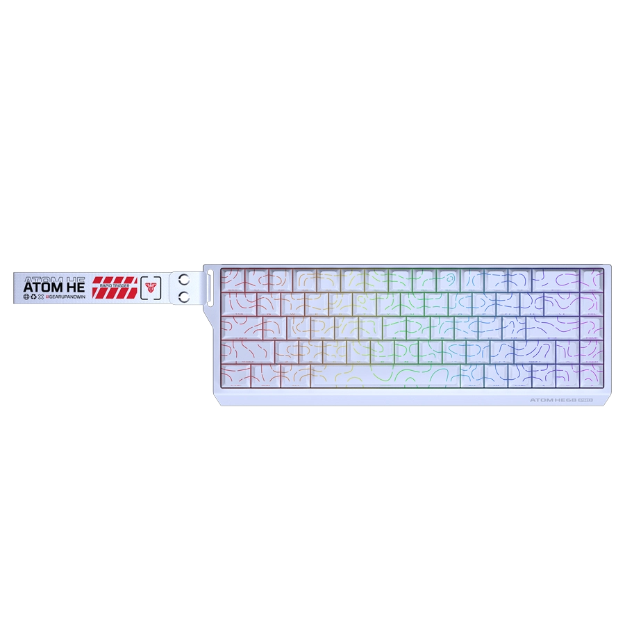 TECLADO MAGNÉTICO FANTECH ATOM HE68 PRO MK922 TOPO 65% 2.4G BT USB BLANCO SWITCH EMERALD INGLÉS US