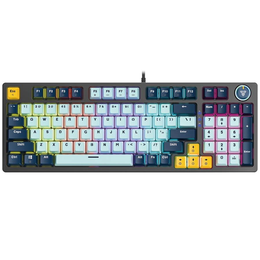 TECLADO MECÁNICO FANTECH ATOM96 MK890V2 MIZU 95% ARGB USB AZUL CIELO SWITCH TARO INGLÉS US