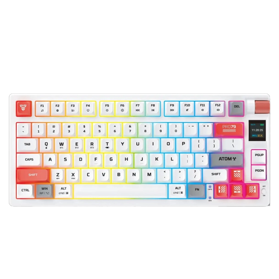 TECLADO MECÁNICO INALÁMBRICO FANTECH ATOM PRO79 MK917 ARGB DISPLAY BLANCO SWITCH RED INGLÉS US
