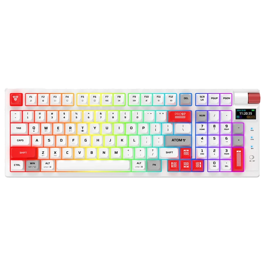 TECLADO MECÁNICO INALÁMBRICO FANTECH ATOM PRO97 MK918 ARGB DISPLAY BLANCO SWITCH RED INGLÉS US