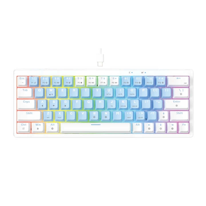 TECLADO MECÁNICO FANTECH ATOM X63 MK611 AME EDITION ARGB USB AZUL/BLANCO SWITCH ROSIE INGLÉS US