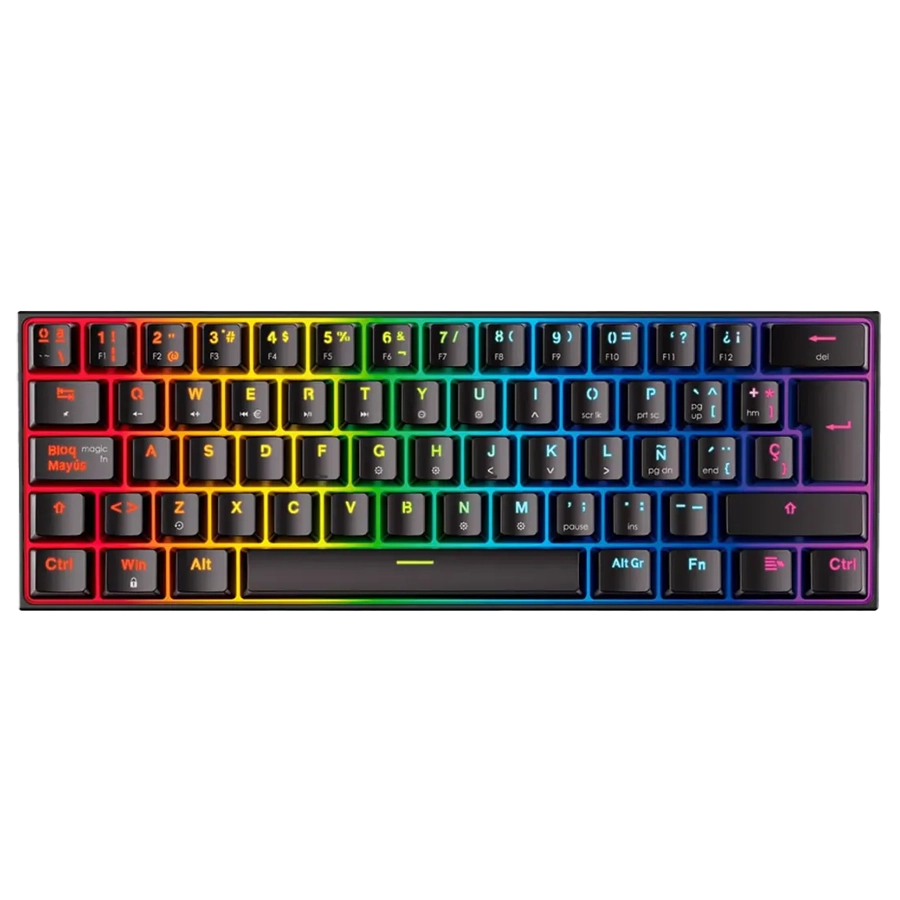 TECLADO MECÁNICO FANTECH MAXFIT61 MK857 RGB 60% NEGRO SWITCH RED ESPAÑOL ES