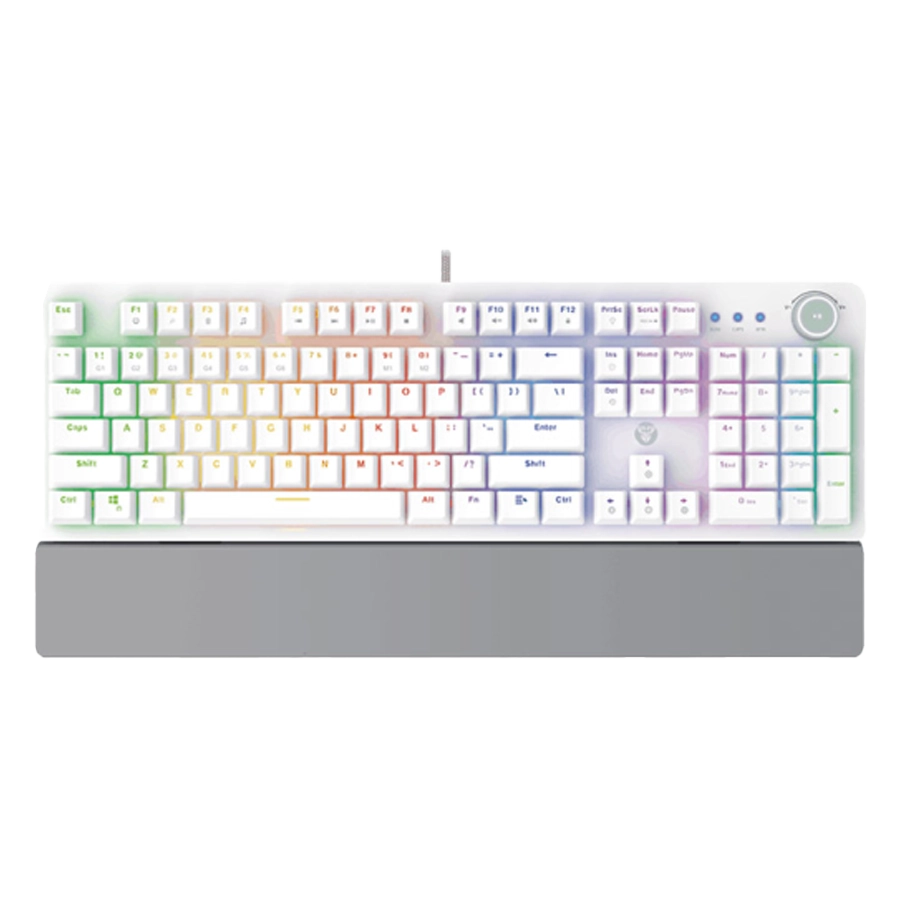 TECLADO MECÁNICO FANTECH MAXPOWER MK853V2 REPOSAMUÑECAS LUZ SPECTRUM BLANCO SWITCH RED INGLÉS US