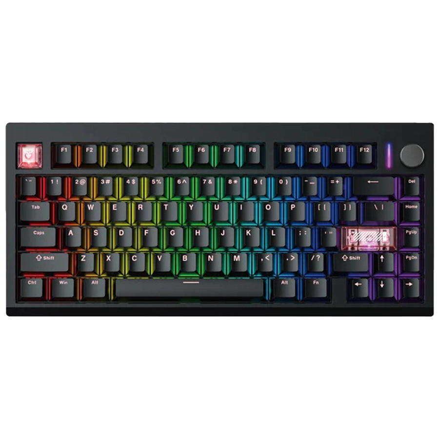 TECLADO MECÁNICO INALÁMBRICO FANTECH MAXFIT8 MK921 QMK 75% ARGB NEGRO SWITCH BROWN INGLÉS US