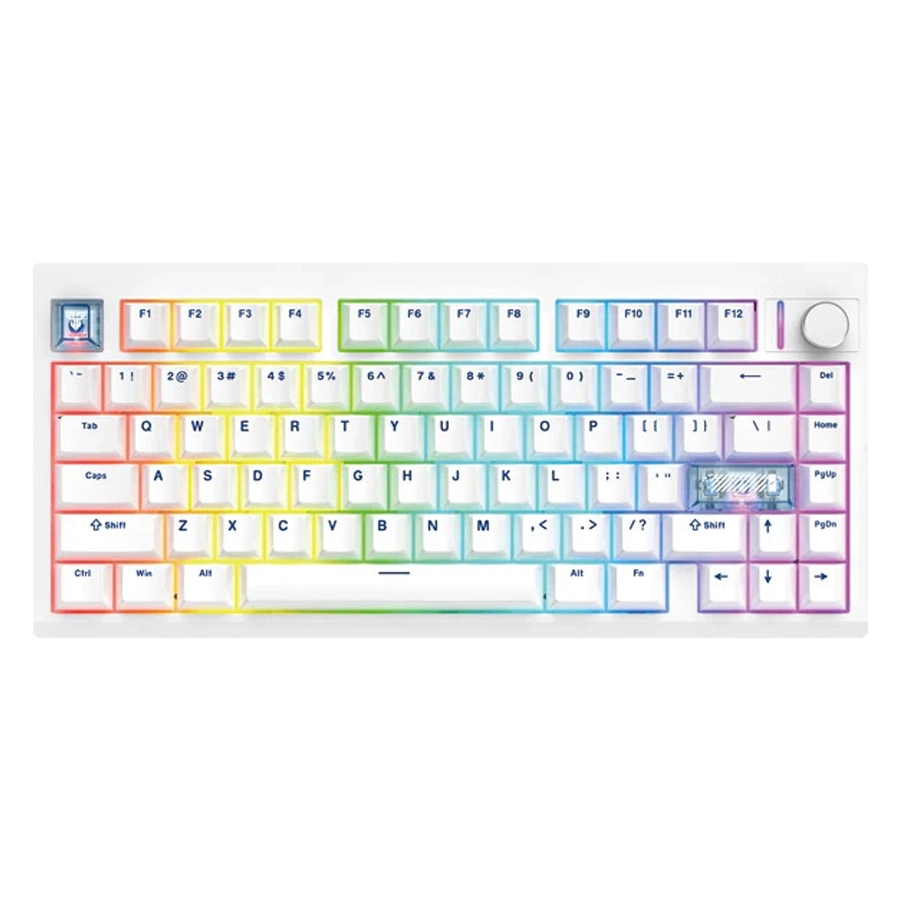 TECLADO MECÁNICO INALÁMBRICO FANTECH MAXFIT8 MK921 QMK 75% ARGB BLANCO SWITCH BROWN INGLÉS US