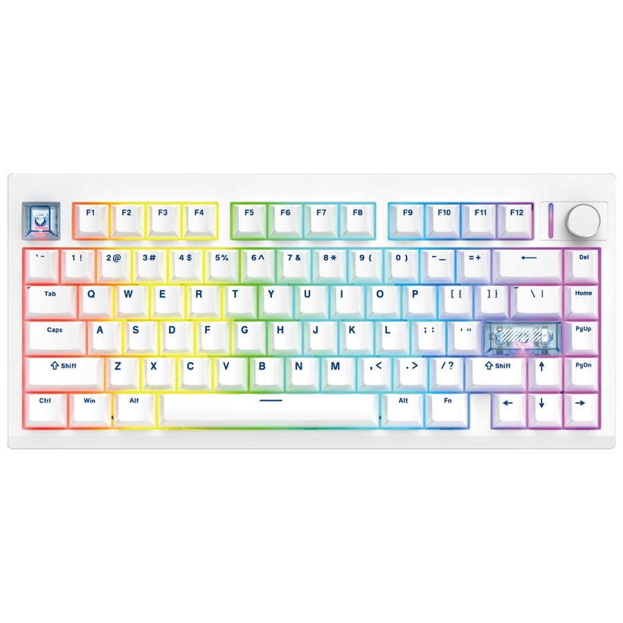 TECLADO MECÁNICO INALÁMBRICO FANTECH MAXFIT8 MK921 QMK 75% ARGB BLANCO SWITCH BROWN INGLÉS US