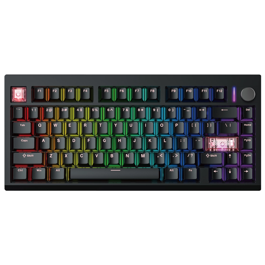 TECLADO MECÁNICO INALÁMBRICO FANTECH MAXFIT8 MK921 QMK 75% ARGB NEGRO SWITCH BROWN INGLÉS US