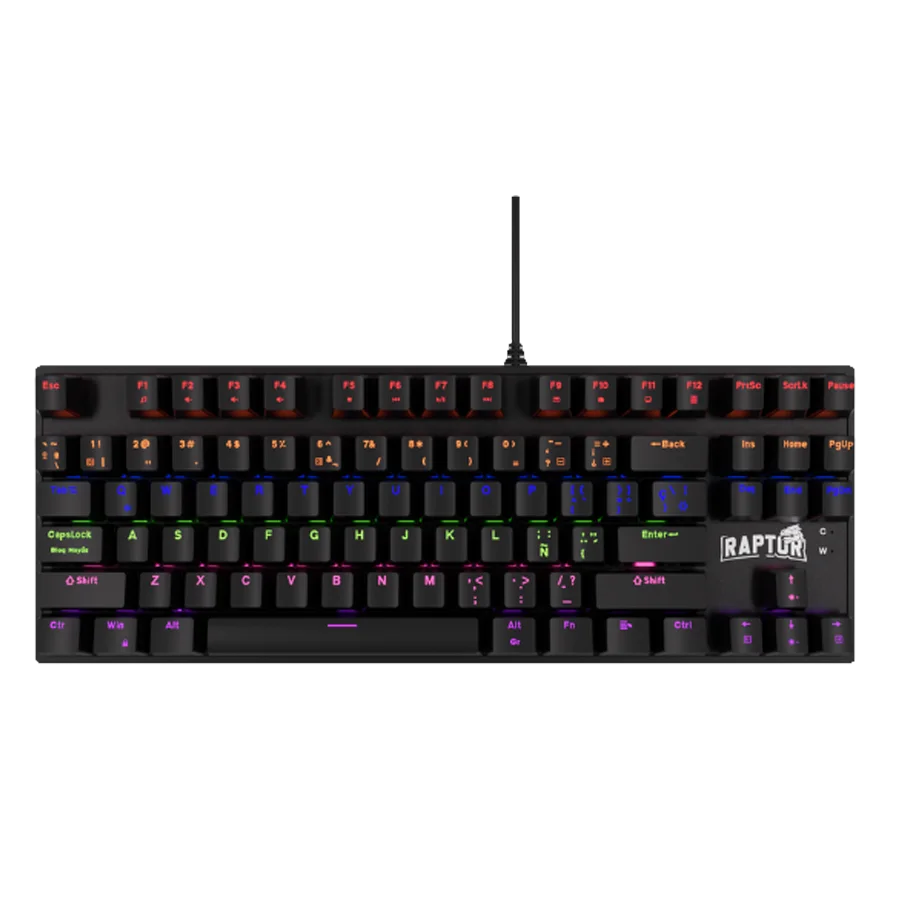 Teclado Mecánico Raptor Fireclaw M87 TKL Switch Red Outemu RGB