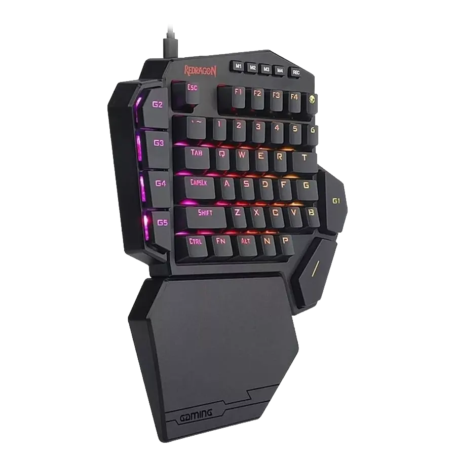 Teclado Mecánico de Una Mano Redragon Diti K585 RGB Switch Brown USB-C Passthrough Negro