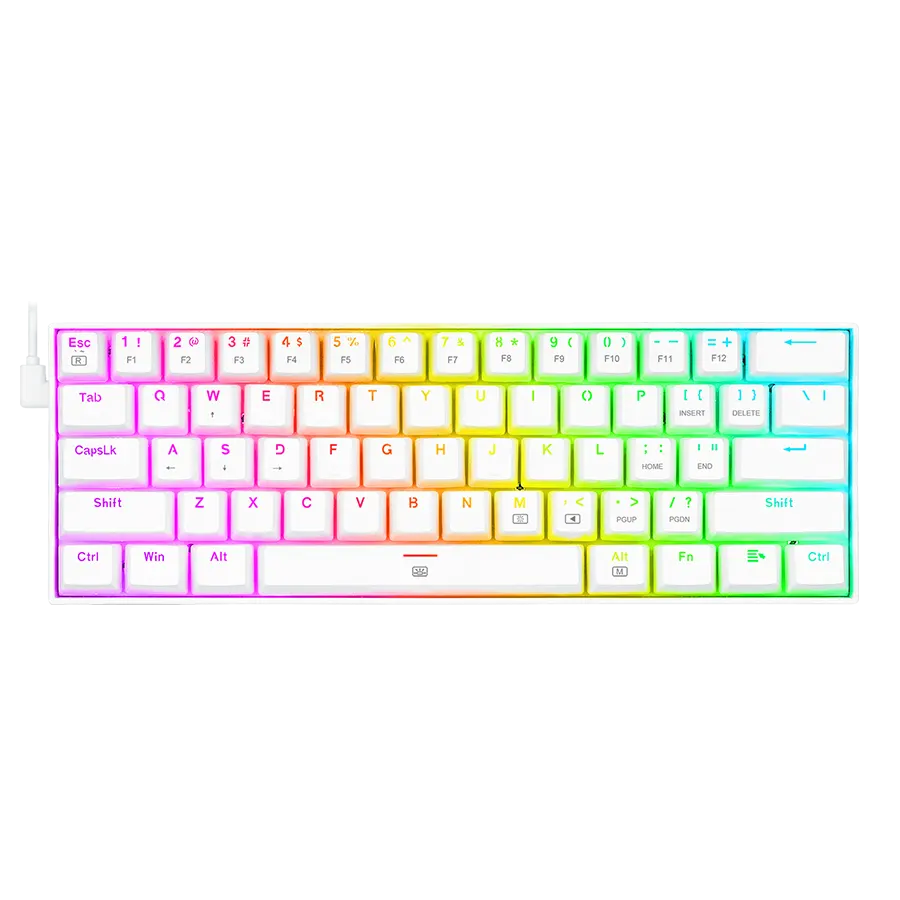 Teclado Mecánico Redragon Dragonborn K630W RGB 60% Blanco Switch Red Inglés