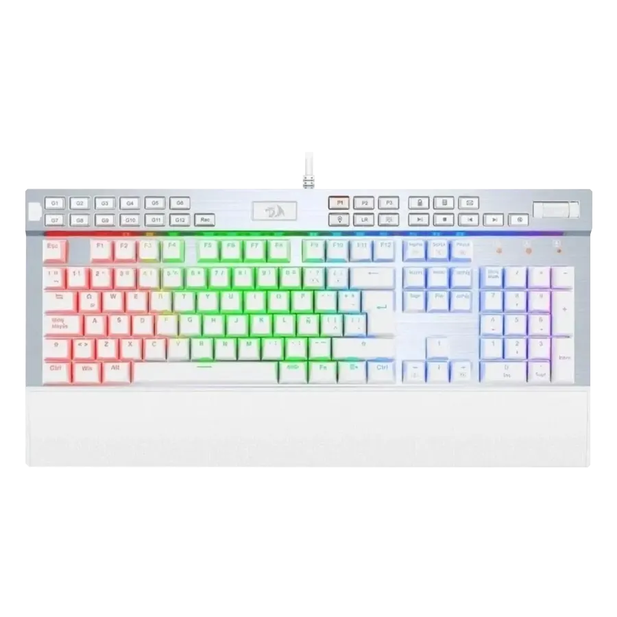 Teclado Mecánico Redragon Yama K550W RGB Blanco Switch Purple USB Passthrough Español
