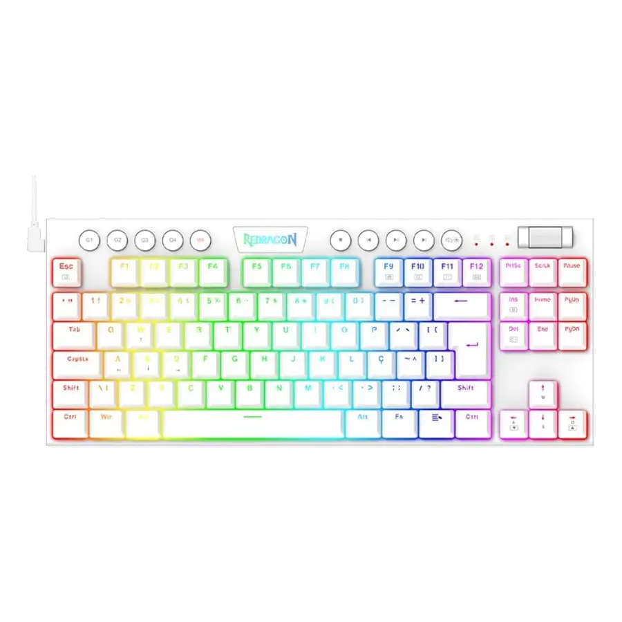 Teclado Mecánico Redragon Horus TKL K622W RGB Blanco Switch Red Español