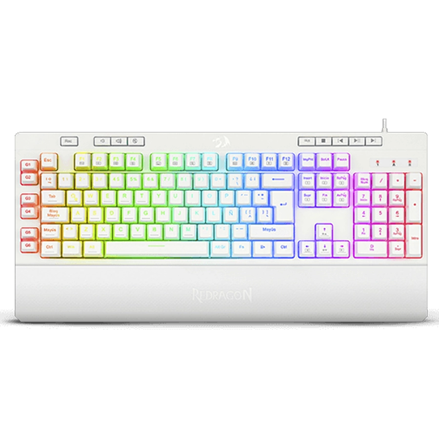 Teclado Gamer Redragon Shiva K512W RGB Reposamuñecas Blanco Español